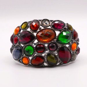 Vintage- New Art Deco Rhinestones and Multi-color Crystals Bangle Bracelet